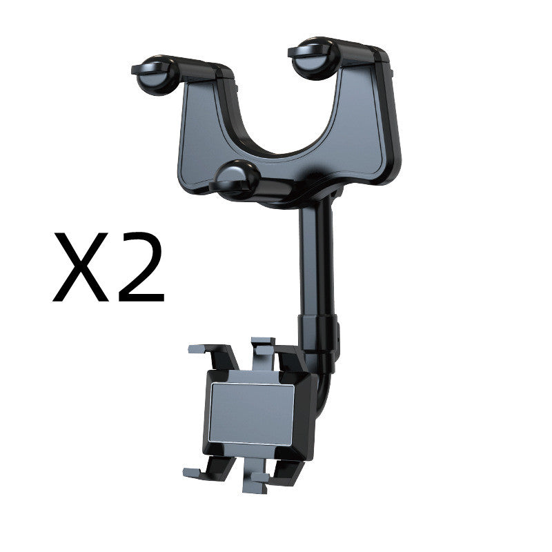 360° Rearview Mirror Phone Holder – Retractable 0-5cm Arm | 4-Claw Grip | Universal Fit