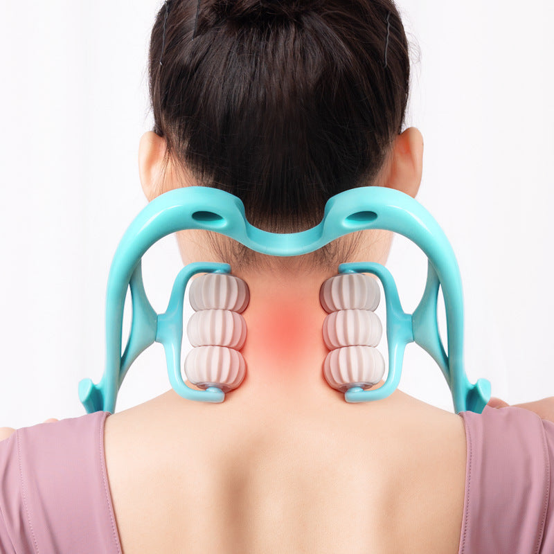 6-Roller Swan Neck Massager – 360° Deep Tissue Relief | Neck, Shoulders & Back | + Crystal Jade Scraper