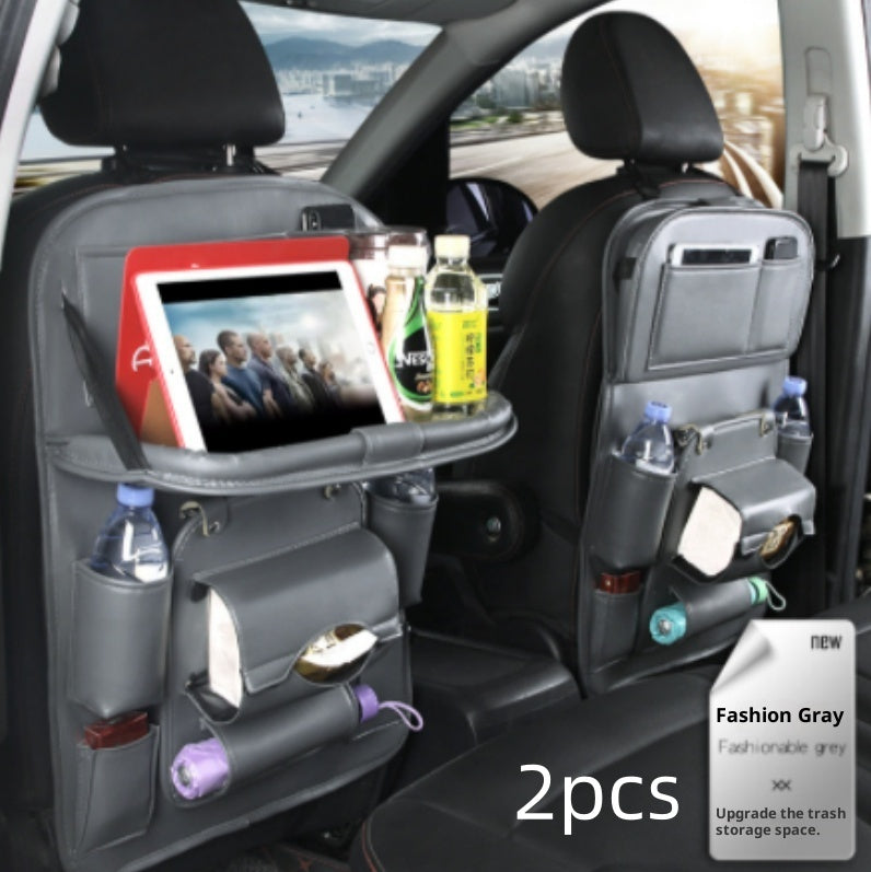 PU Leather Car Seat Back Organizer – Multi-Pocket Hanging Bag with Built-in Trash Can | 6 Colors