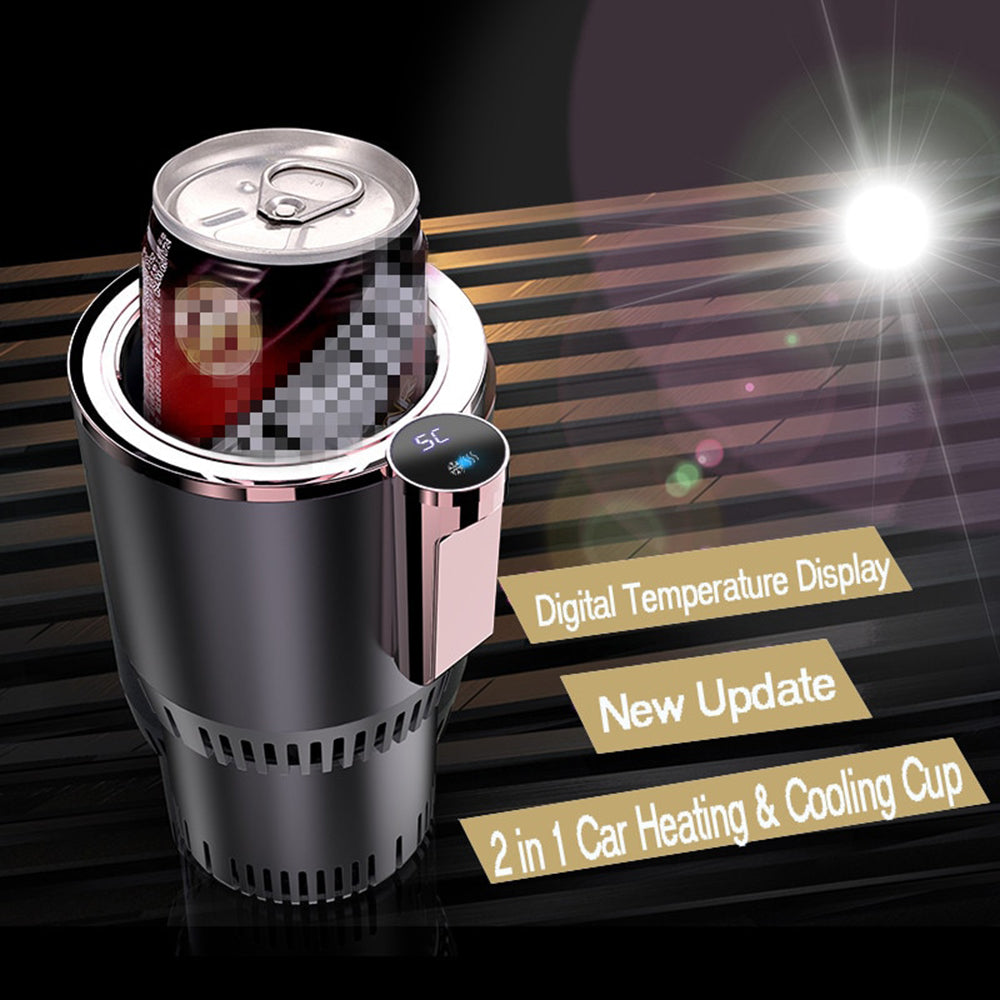 2-in-1 Smart Car Cup Warmer & Cooler – 36W Non-Slip Mug Holder for Car & Home | Black & Rose
