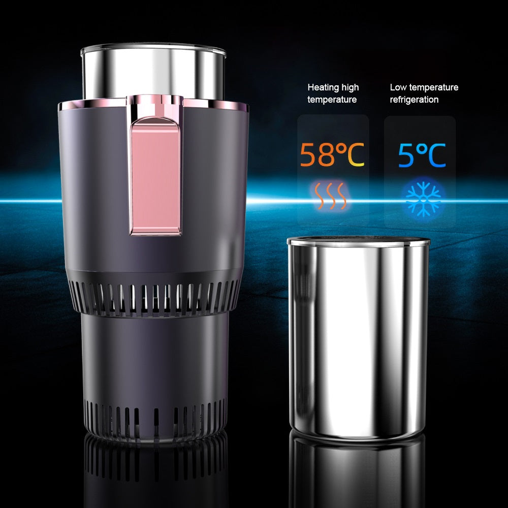 2-in-1 Smart Car Cup Warmer & Cooler – 36W Non-Slip Mug Holder for Car & Home | Black & Rose