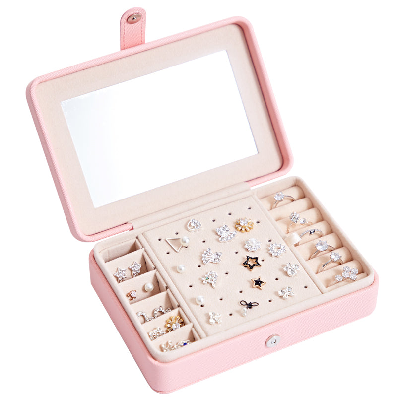 Premium Leather Jewelry Storage Box – Multifunctional Organizer with Mirror