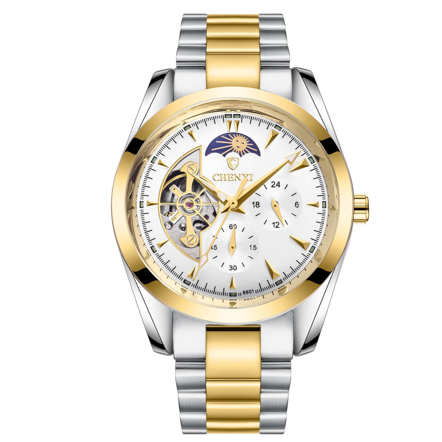 Luxury Men's Business Watch – Moon Phase, Luminous, 30M Waterproof | Stainless Steel