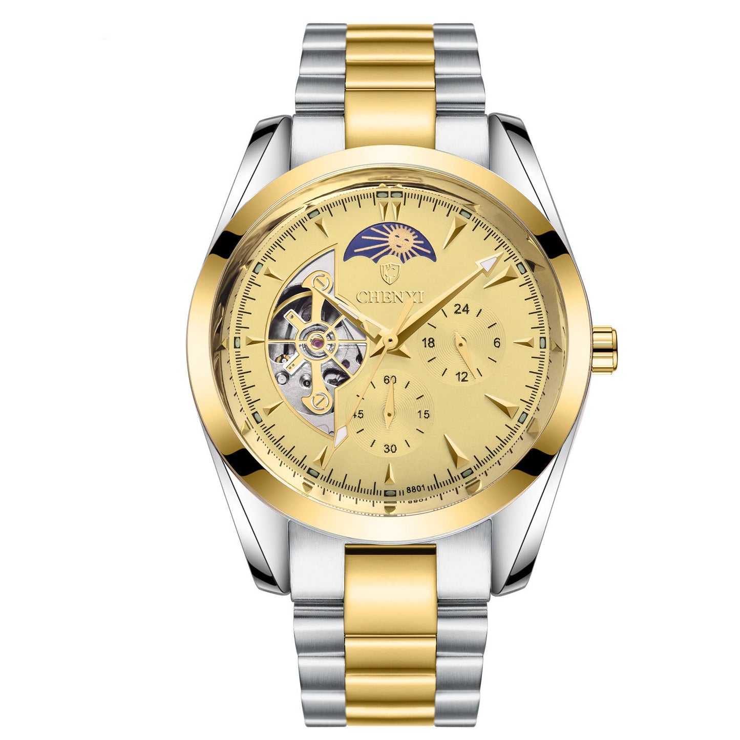 Luxury Men's Business Watch – Moon Phase, Luminous, 30M Waterproof | Stainless Steel