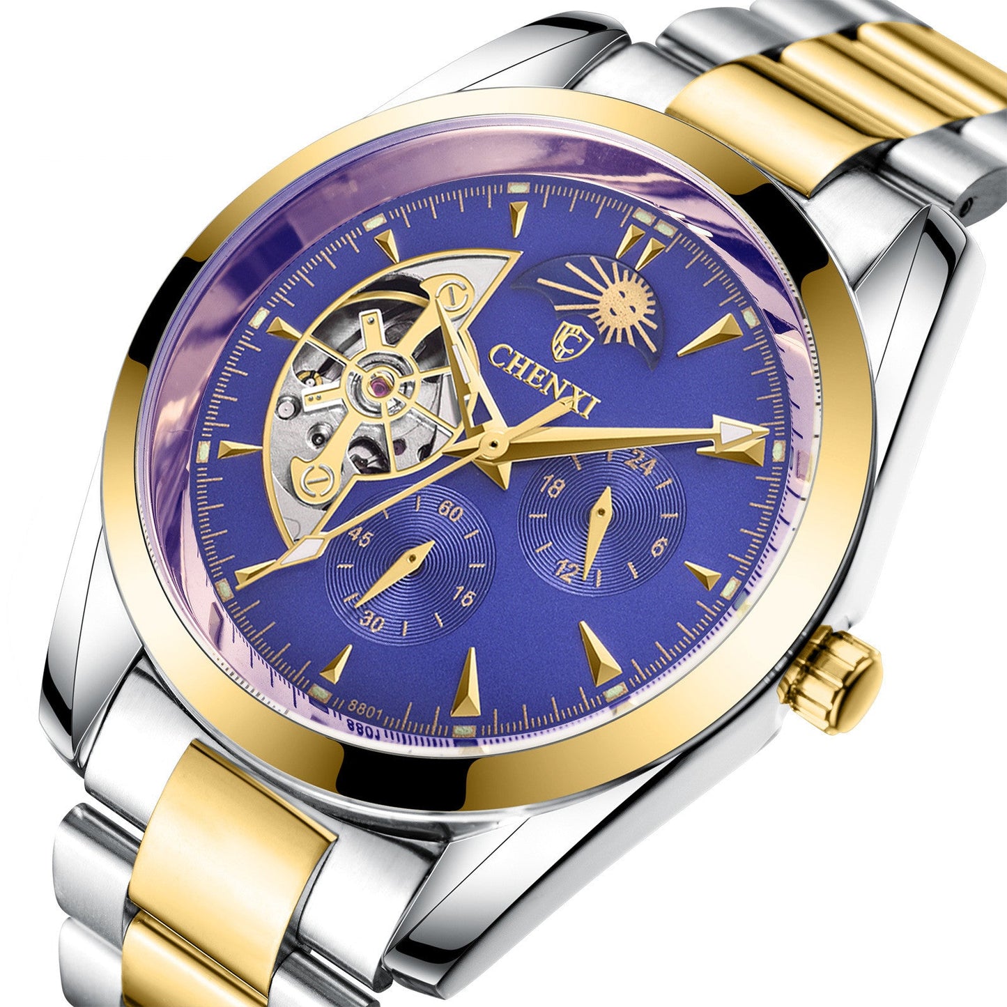 Luxury Men's Business Watch – Moon Phase, Luminous, 30M Waterproof | Stainless Steel