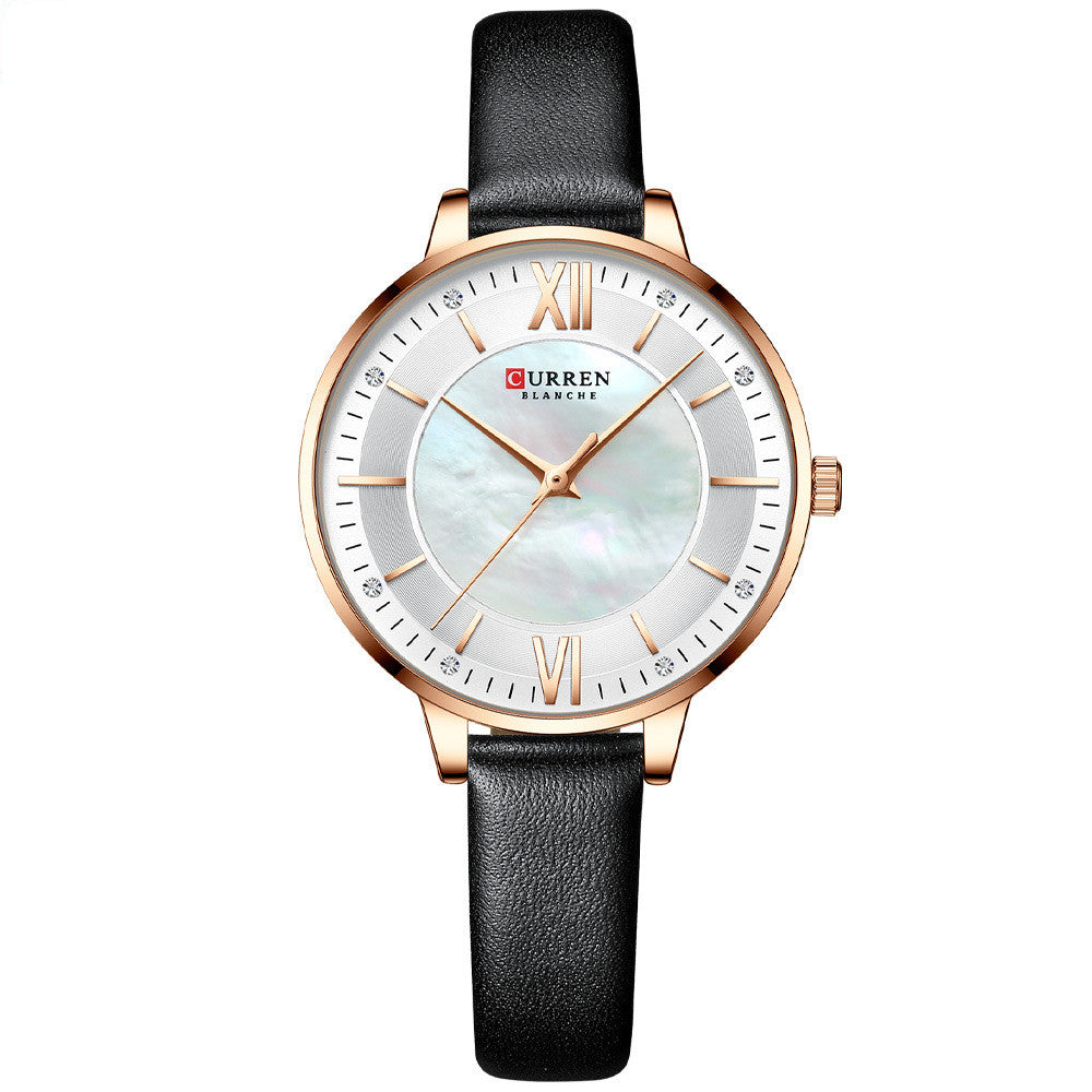 Elegant Women's Fashion Watch – Genuine Leather Strap, Rose Gold Case | 6 Colors