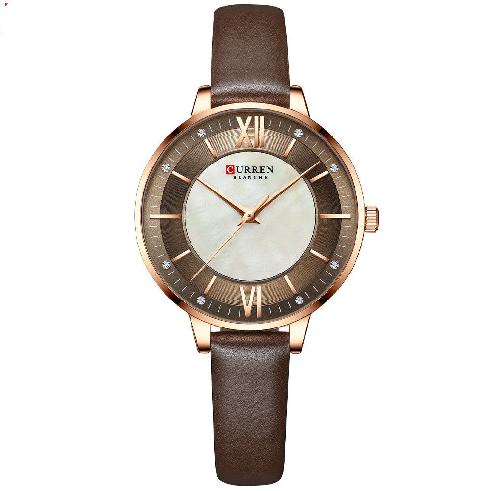 Elegant Women's Fashion Watch – Genuine Leather Strap, Rose Gold Case | 6 Colors