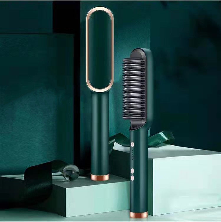 2-in-1 Electric Hair Straightener & Curling Comb – 10-Temp Tourmaline Ceramic | Negative Ion | Wet & Dry
