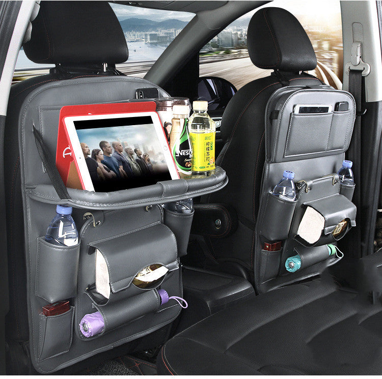 PU Leather Car Seat Back Organizer – Multi-Pocket Hanging Bag with Built-in Trash Can | 6 Colors