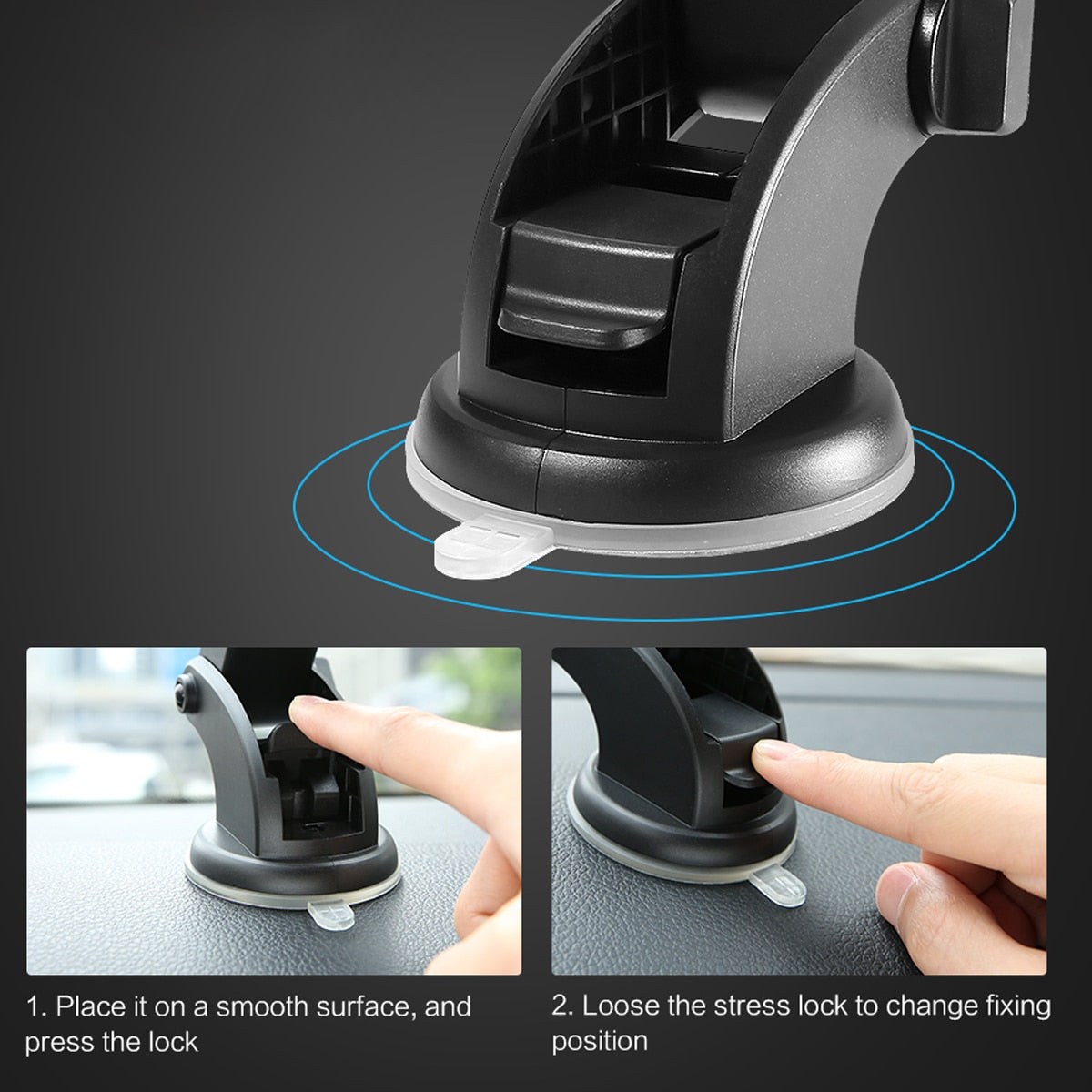 Telescopic Car Phone Holder – 360° Rotation | Super Sticky Suction Cup | Fits 3.5-7" Phones