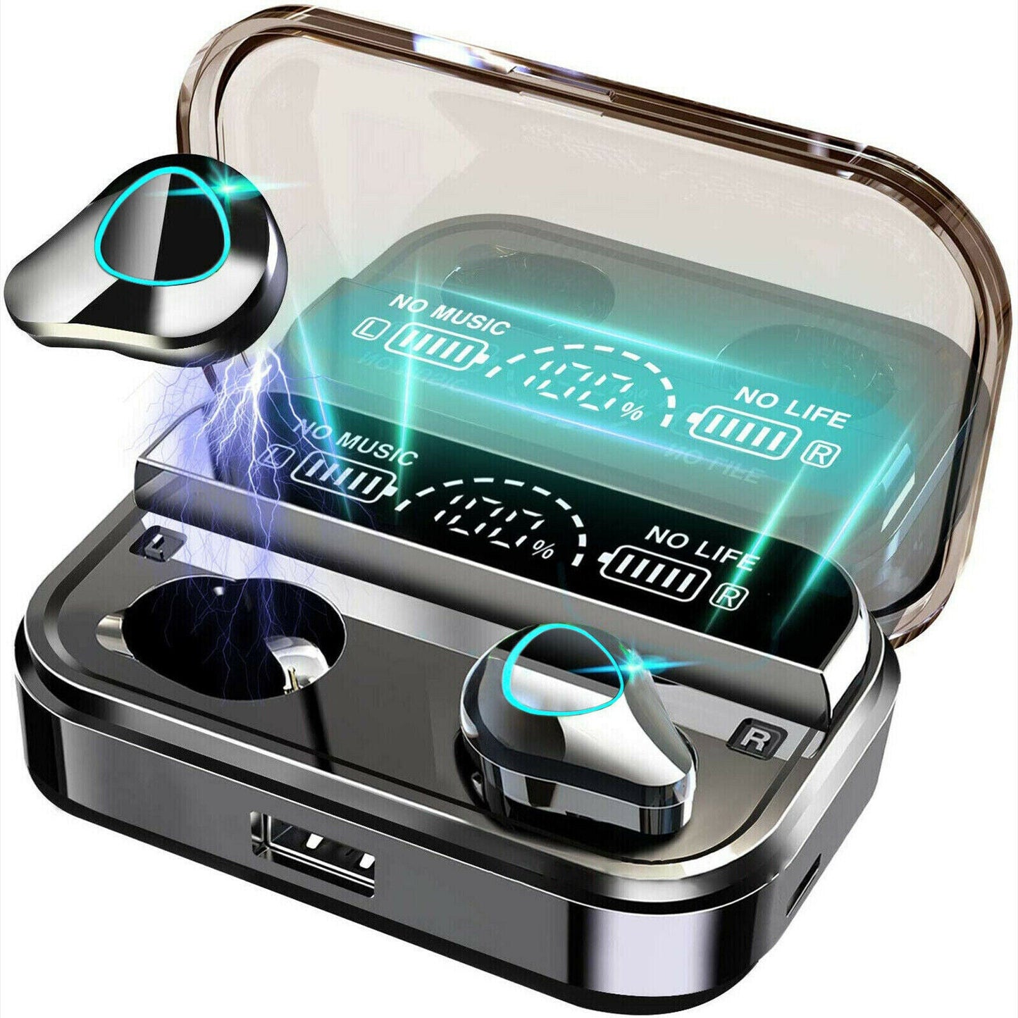 TWS Wireless 5.1 Sports Earphones – IPX7 Waterproof, Smart LED Display & Hi-Fi Stereo Sound