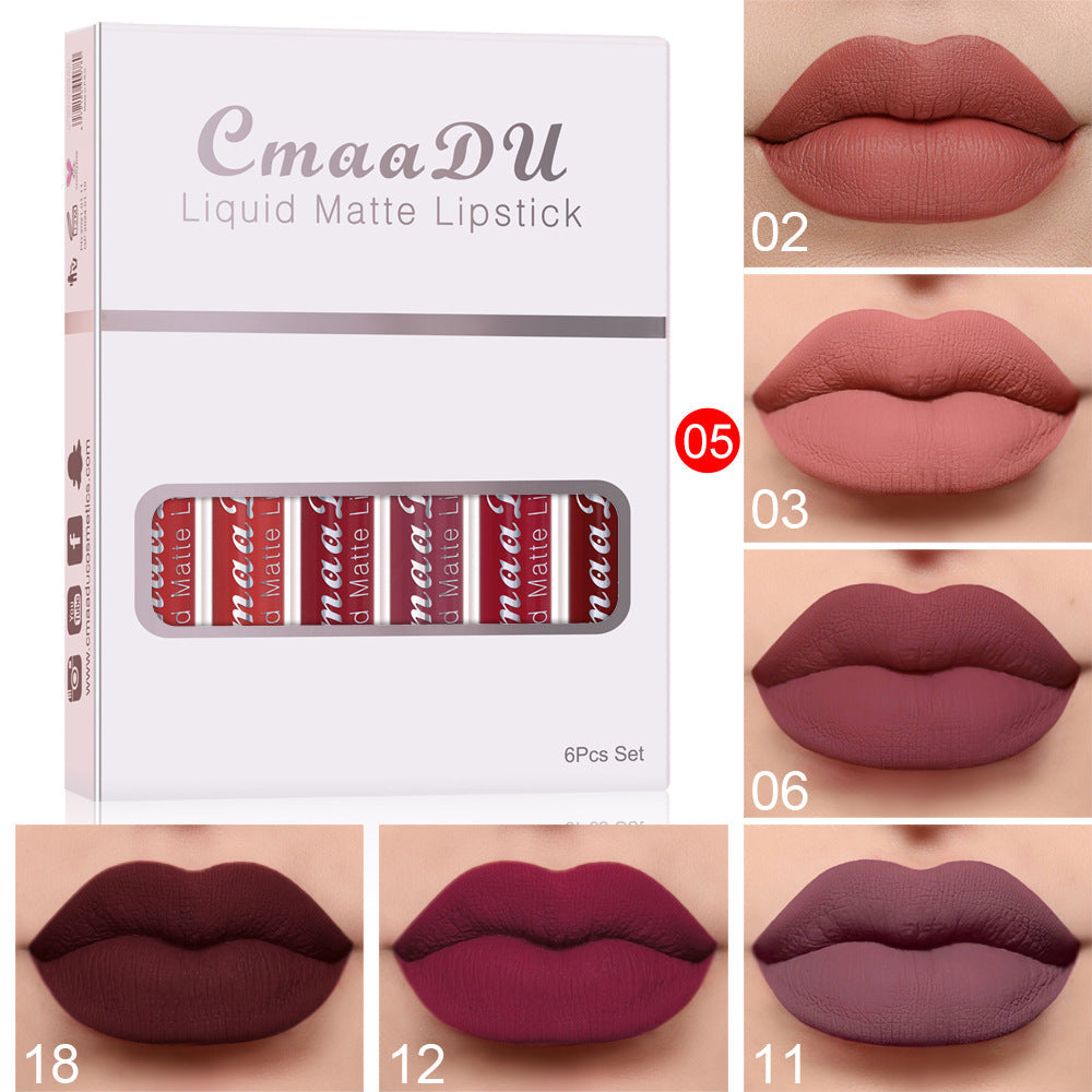 6-Color Matte Lip Gloss Gift Set – Waterproof, Long-Lasting & Non-Stick | 2.5ml x 6pcs