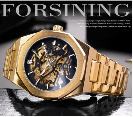 Luxury Men's Automatic Mechanical Watch – Skeleton Dial Stainless Steel Classic Timepiece