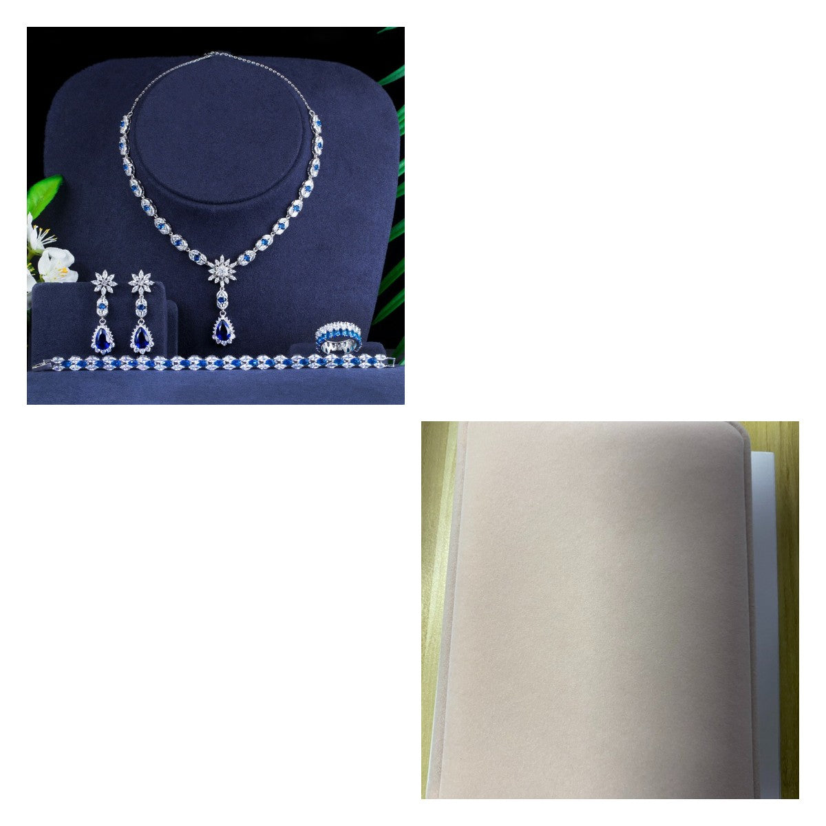 Elegant Zircon Jewelry Set – Necklace, Earrings, Ring & Bracelet | European Style