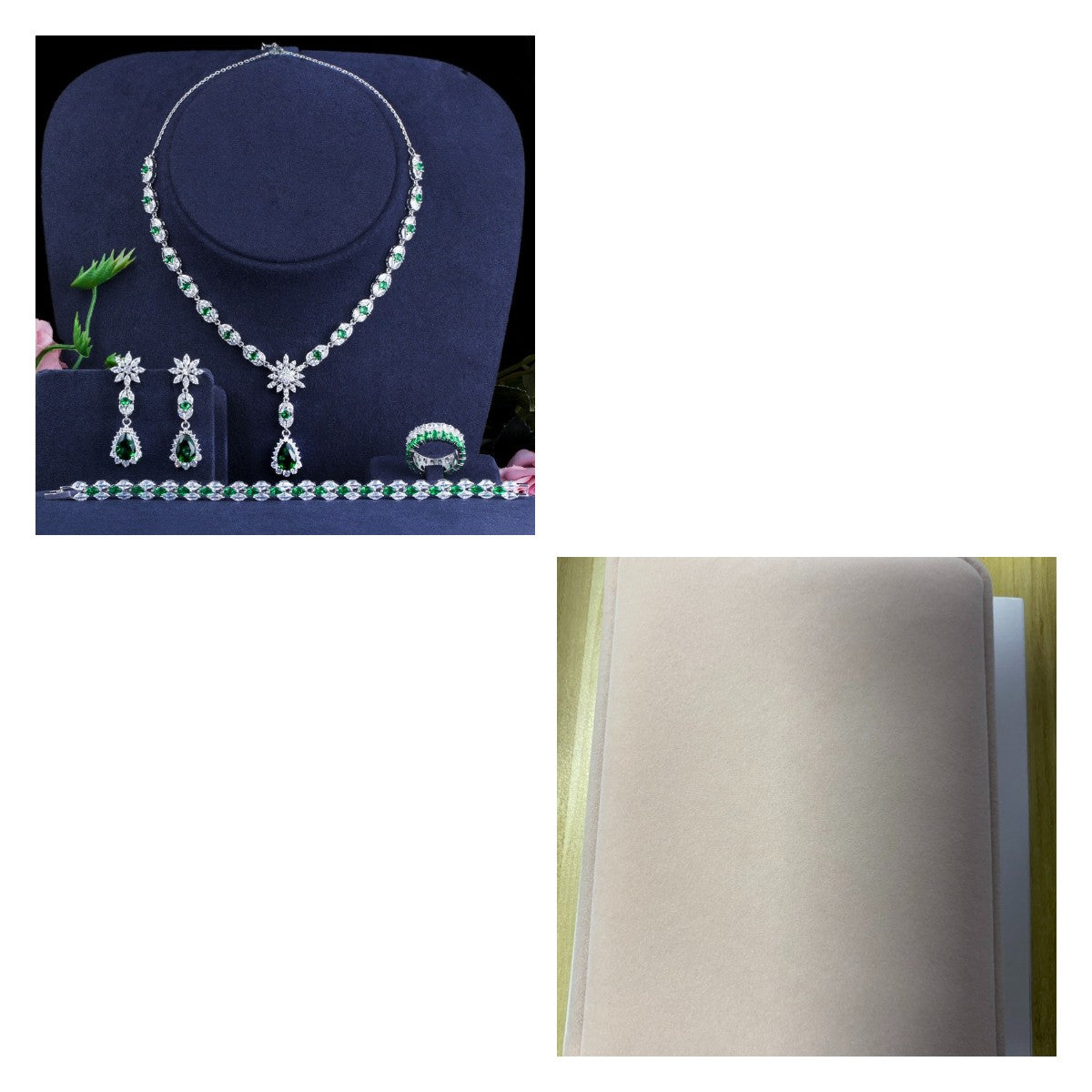 Elegant Zircon Jewelry Set – Necklace, Earrings, Ring & Bracelet | European Style