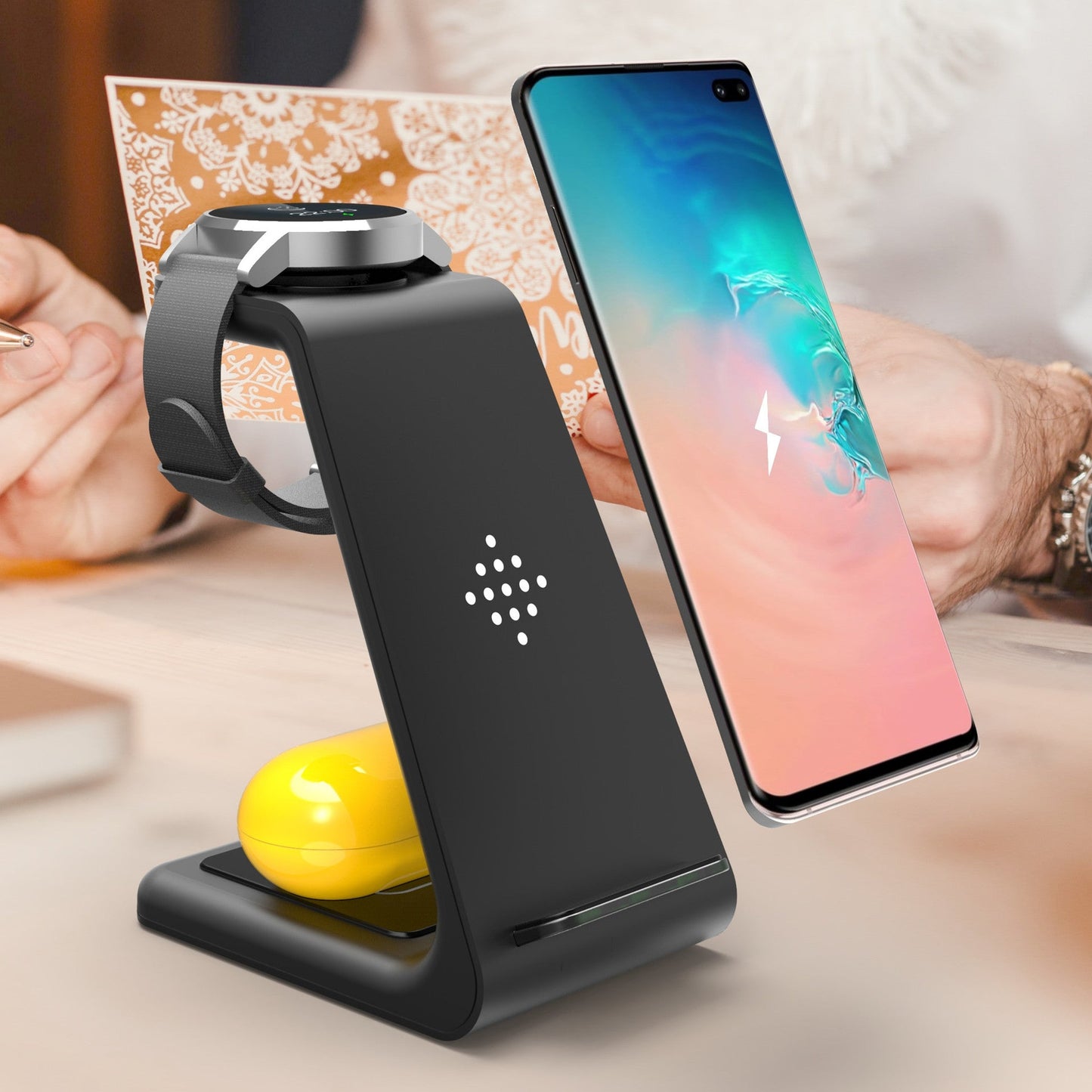 3-in-1 Fast Wireless Charging Station Stand for Phone, Watch & Earbuds