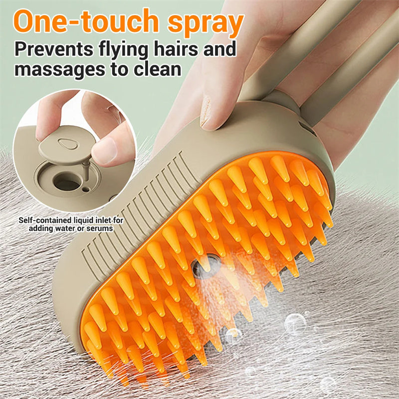 3-in-1 Electric Steam Pet Grooming Brush – Spray Comb for Cats & Dogs