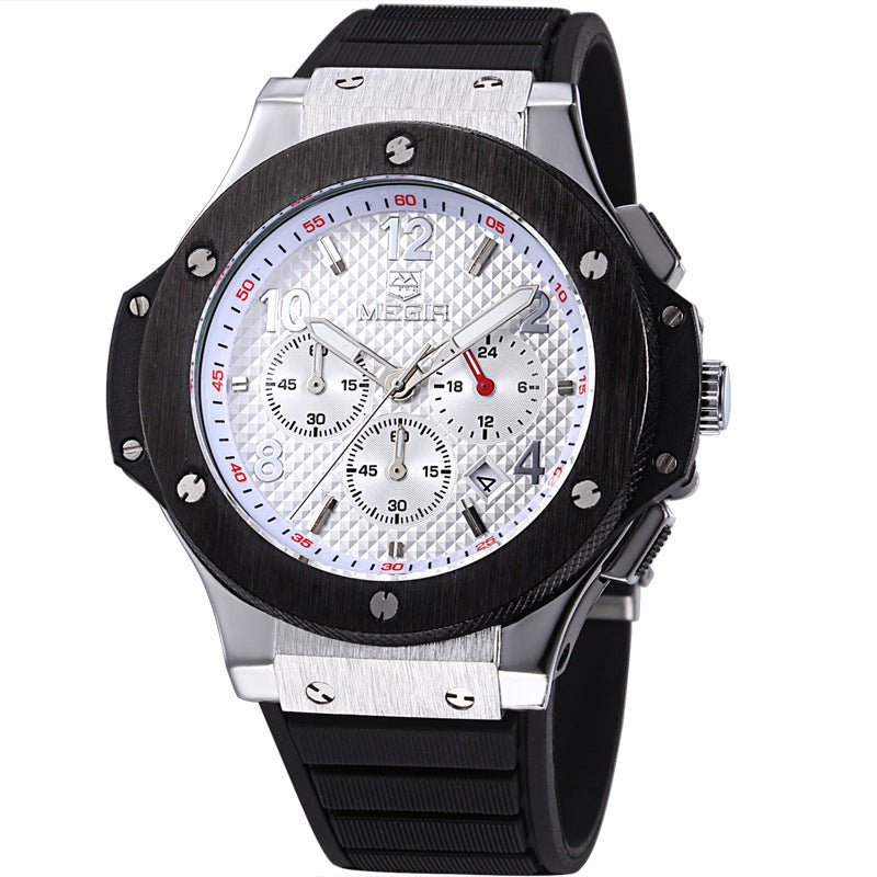 Luxury Men's Quartz Watch – Sports Military Silicone Strap Wristwatch | 3ATM Waterproof