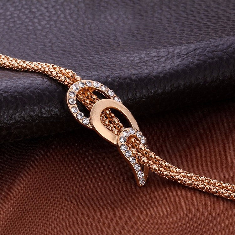 Elegant Fashion Jewelry Set – Rhinestone Necklace, Earrings, Bracelet & Ring