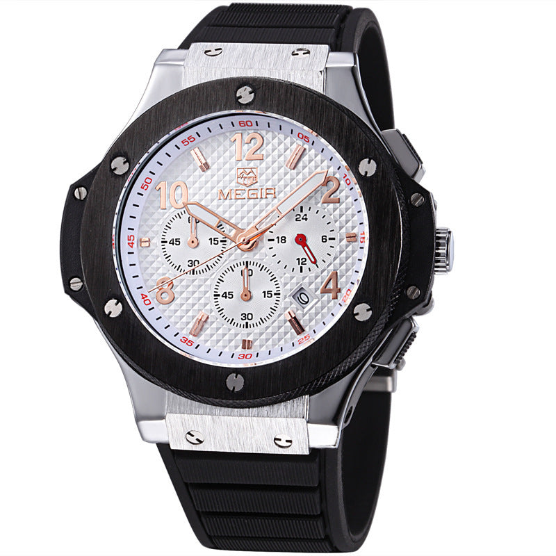 Luxury Men's Quartz Watch – Sports Military Silicone Strap Wristwatch | 3ATM Waterproof