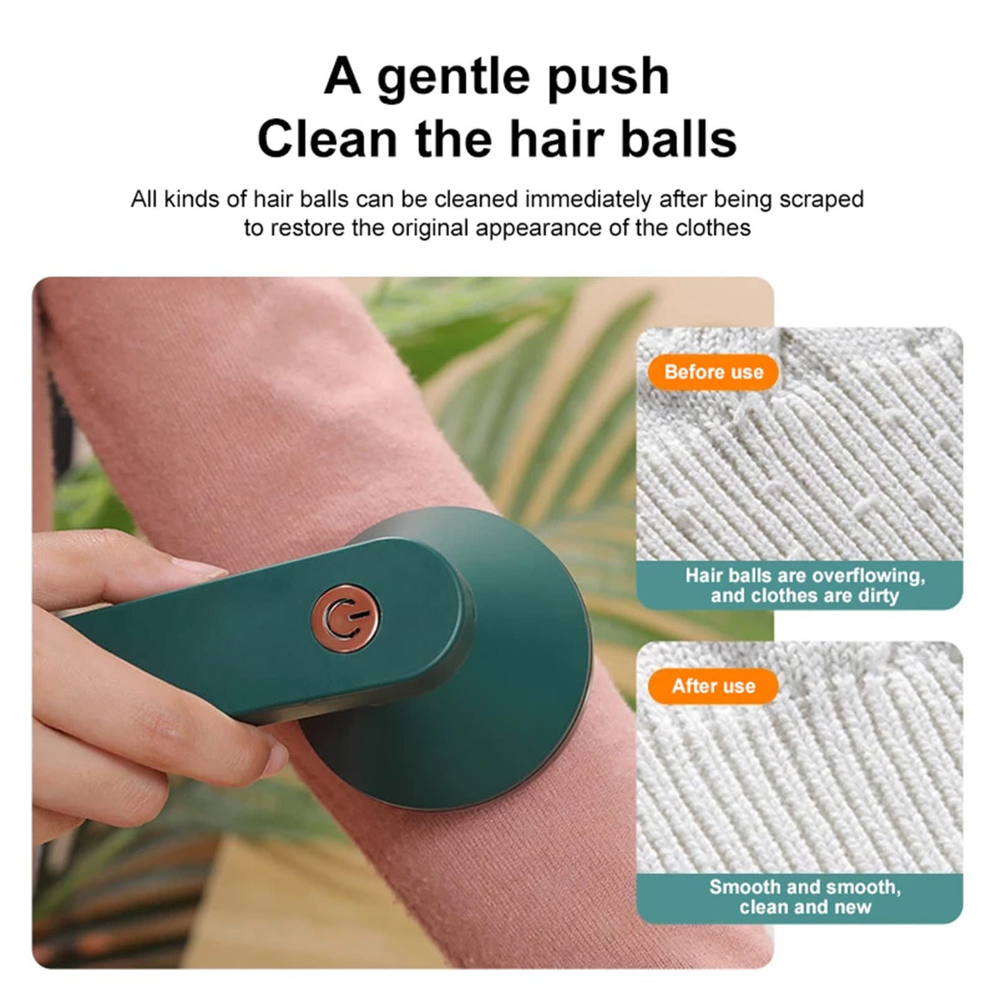 Portable USB Electric Lint Remover – 6-Blade 2000mAh Rechargeable Fabric Shaver | Green & White