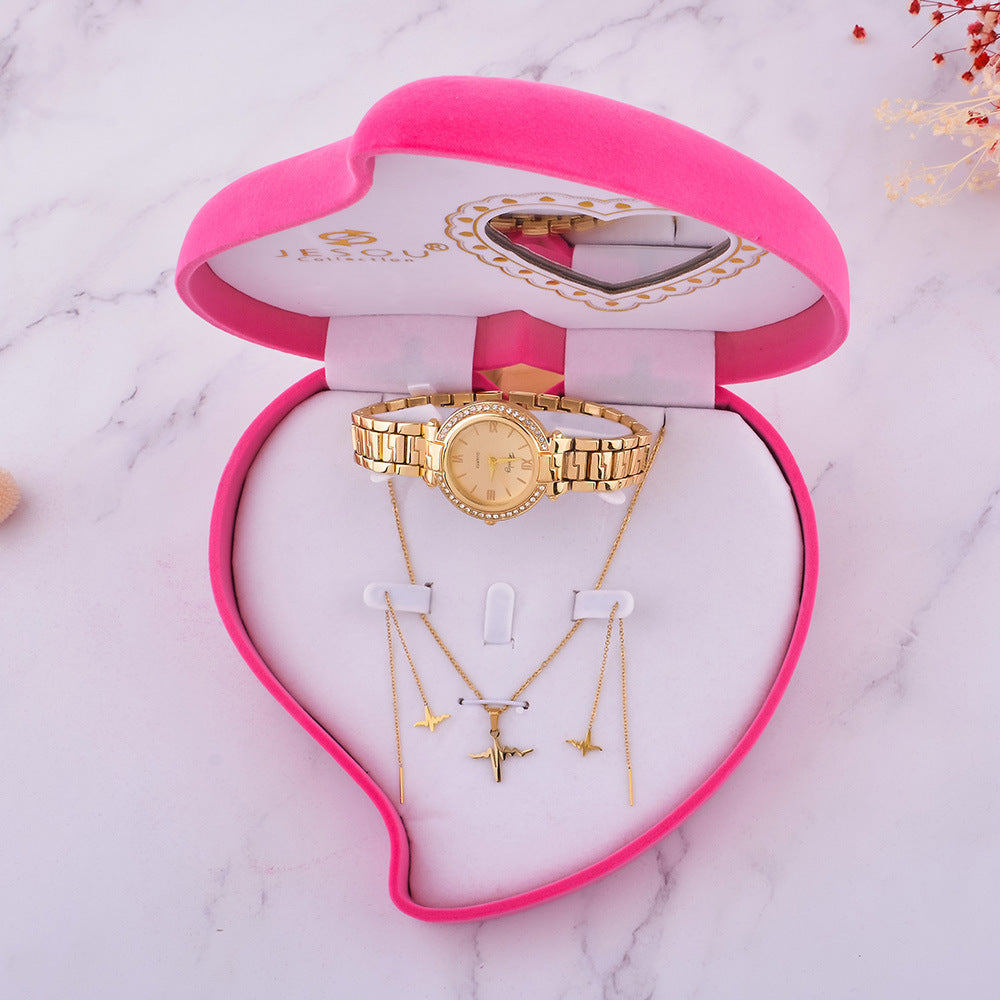 Women's Fashion Watch & Jewelry Gift Set – Watch, Necklace & Earrings
