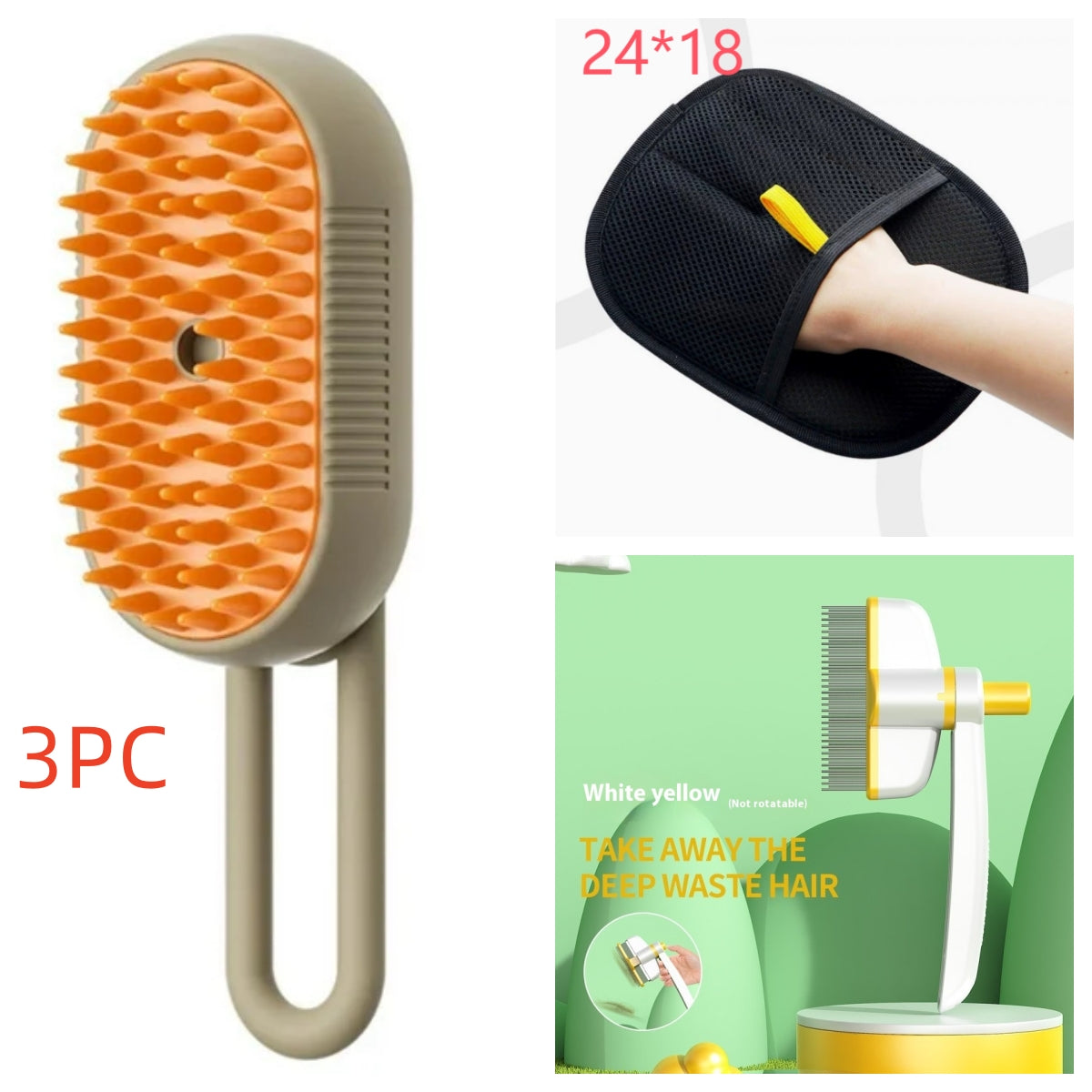 3-in-1 Electric Steam Pet Grooming Brush – Spray Comb for Cats & Dogs