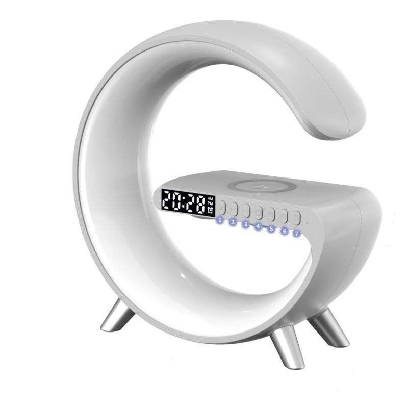 G-Shaped Smart LED Lamp – Bluetooth Speaker, Wireless Charger & App-Controlled Atmosphere Light