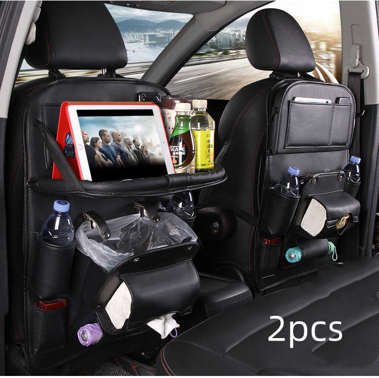 PU Leather Car Seat Back Organizer – Multi-Pocket Hanging Bag with Built-in Trash Can | 6 Colors