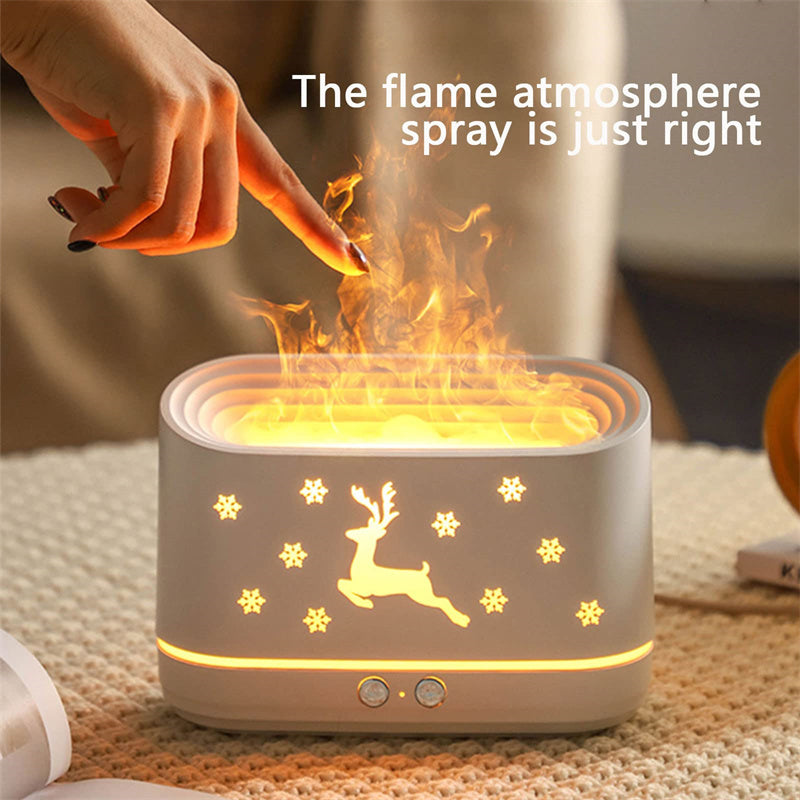 Elk Flame Humidifier Diffuser – Mute Atmosphere Lamp & Cool Mist Maker for Home Decor