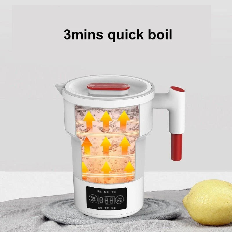 Mini Portable Travel Silicone Electric Kettle – Foldable Water Boiler with Smart Temperature Control for Travel & Camping (600ml)