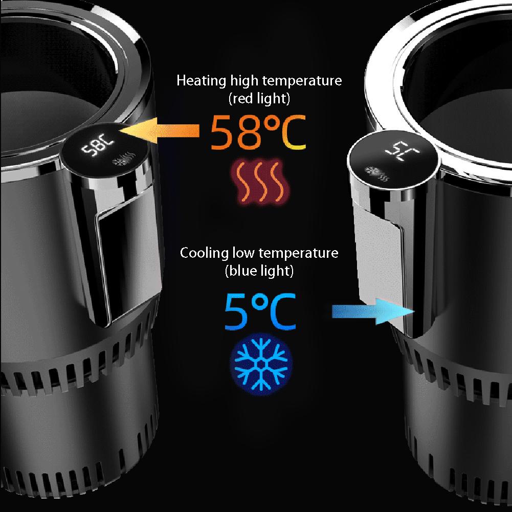 2-in-1 Smart Car Cup Warmer & Cooler – 36W Non-Slip Mug Holder for Car & Home | Black & Rose
