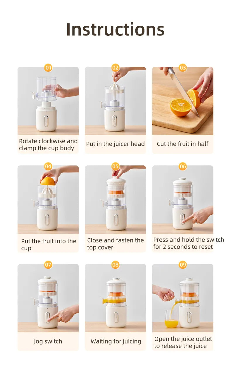 Multifunctional Wireless Electric Juicer – USB Portable Mini Blender for Orange, Lemon & Fresh Juice