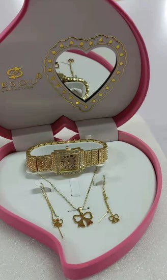 Women's Fashion Watch & Jewelry Gift Set – Watch, Necklace & Earrings