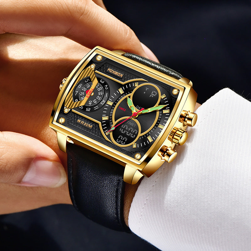 Quartz Dual Display Watch – Multi-Function Digital & Analog Wrist Watch for Men