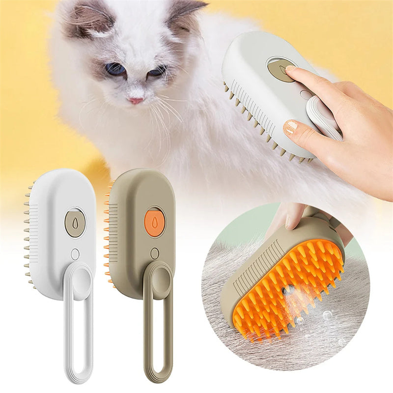 3-in-1 Electric Steam Pet Grooming Brush – Spray Comb for Cats & Dogs