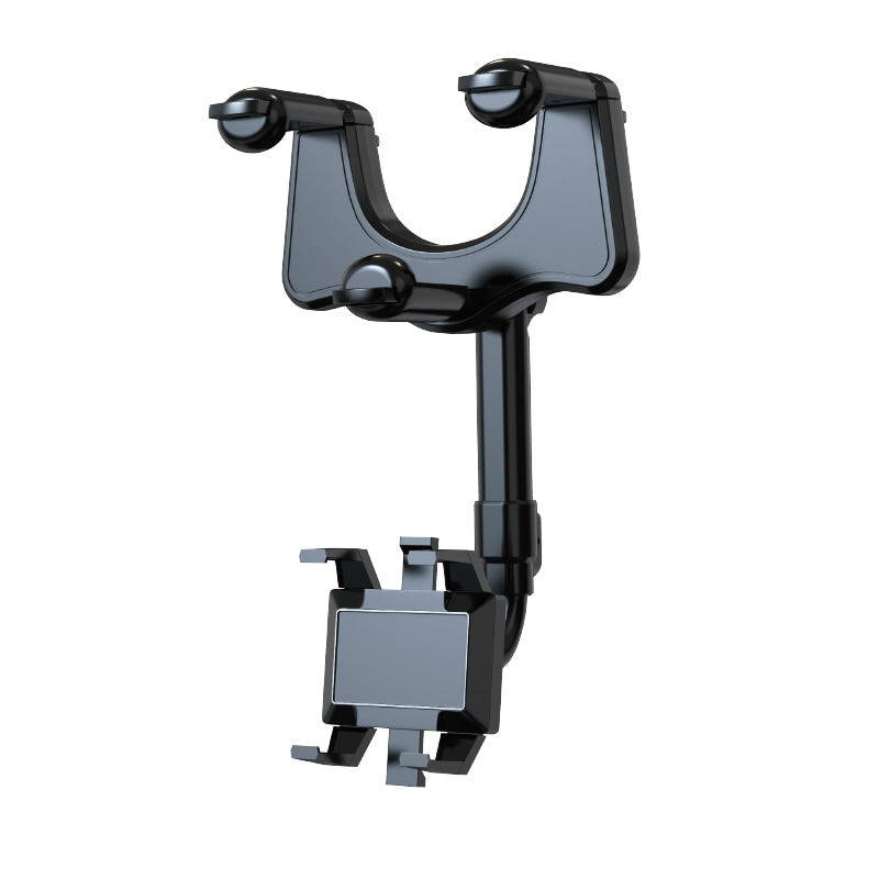 360° Rearview Mirror Phone Holder – Retractable 0-5cm Arm | 4-Claw Grip | Universal Fit