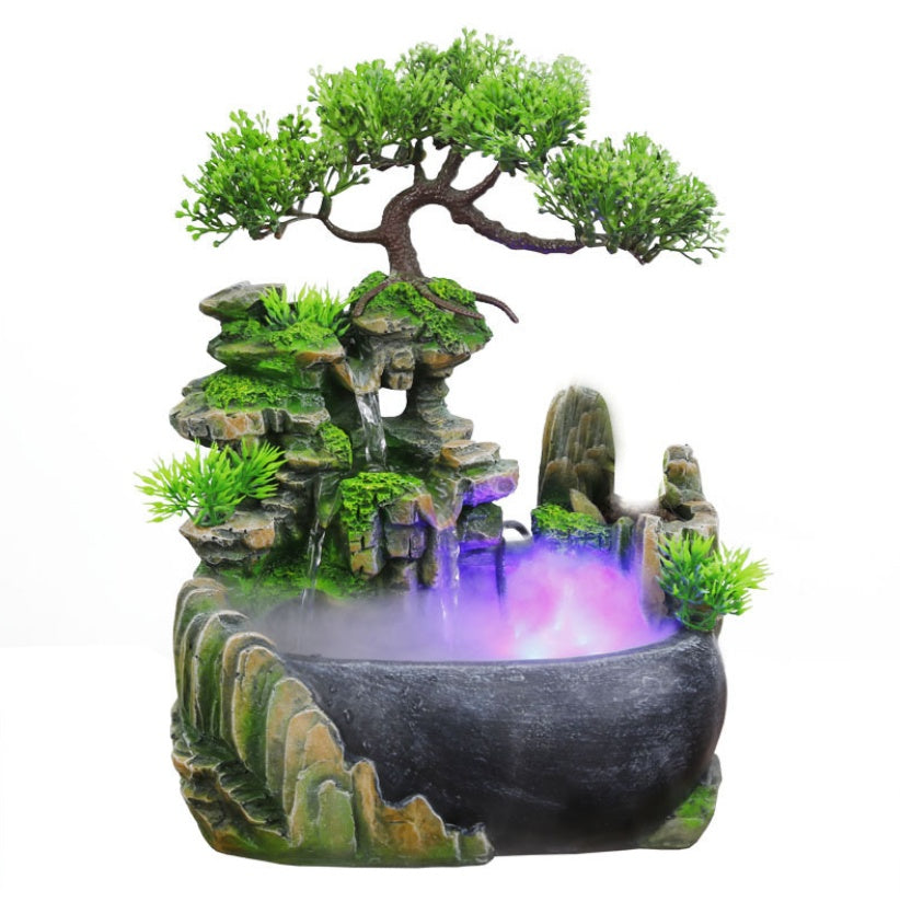 Mini Rockery Fish Tank Humidifier – Flowing Water Desk Decor & Air Moisturizer | US/UK/EU Plug
