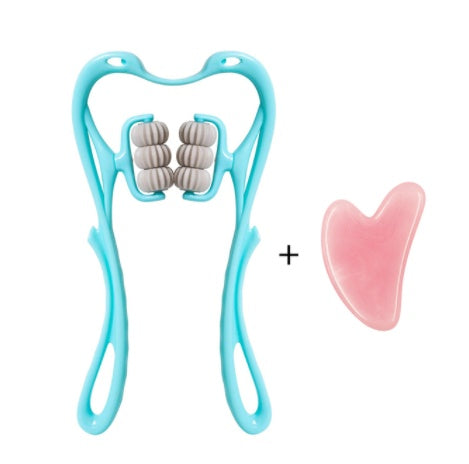 6-Roller Swan Neck Massager – 360° Deep Tissue Relief | Neck, Shoulders & Back | + Crystal Jade Scraper