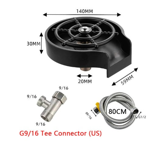 Bar Counter Cup Washer Sink – High Pressure Automatic Faucet Glass Rinser for Coffee Pitcher & Cups