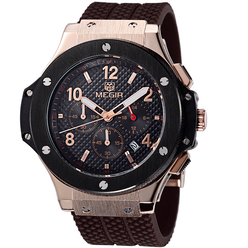 Luxury Men's Quartz Watch – Sports Military Silicone Strap Wristwatch | 3ATM Waterproof