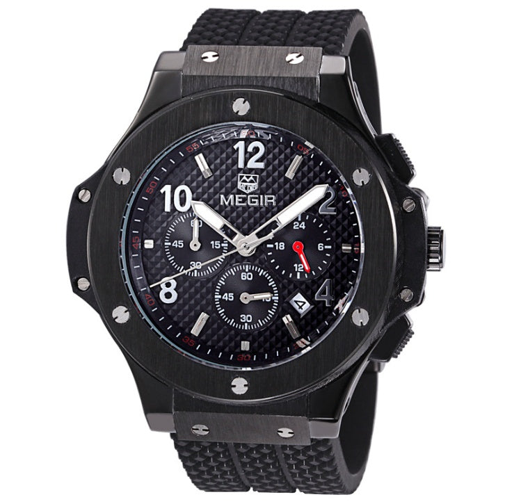 Luxury Men's Quartz Watch – Sports Military Silicone Strap Wristwatch | 3ATM Waterproof