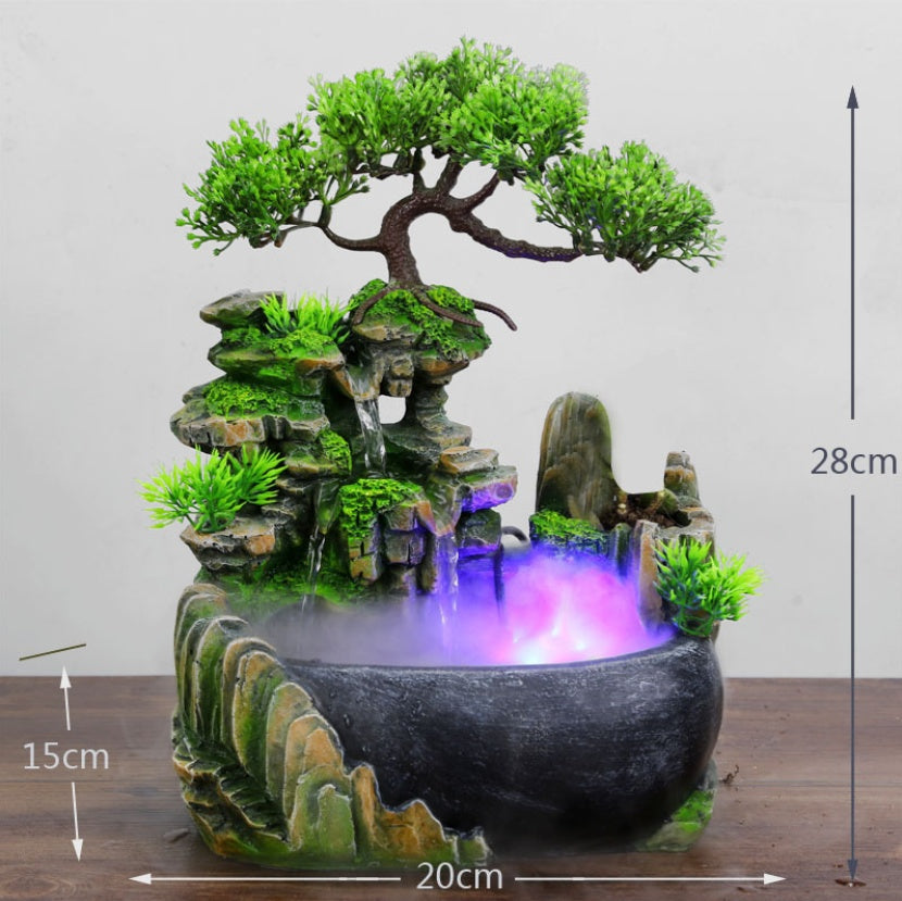 Mini Rockery Fish Tank Humidifier – Flowing Water Desk Decor & Air Moisturizer | US/UK/EU Plug