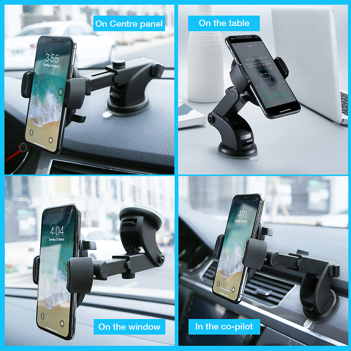 Telescopic Car Phone Holder – 360° Rotation | Super Sticky Suction Cup | Fits 3.5-7" Phones
