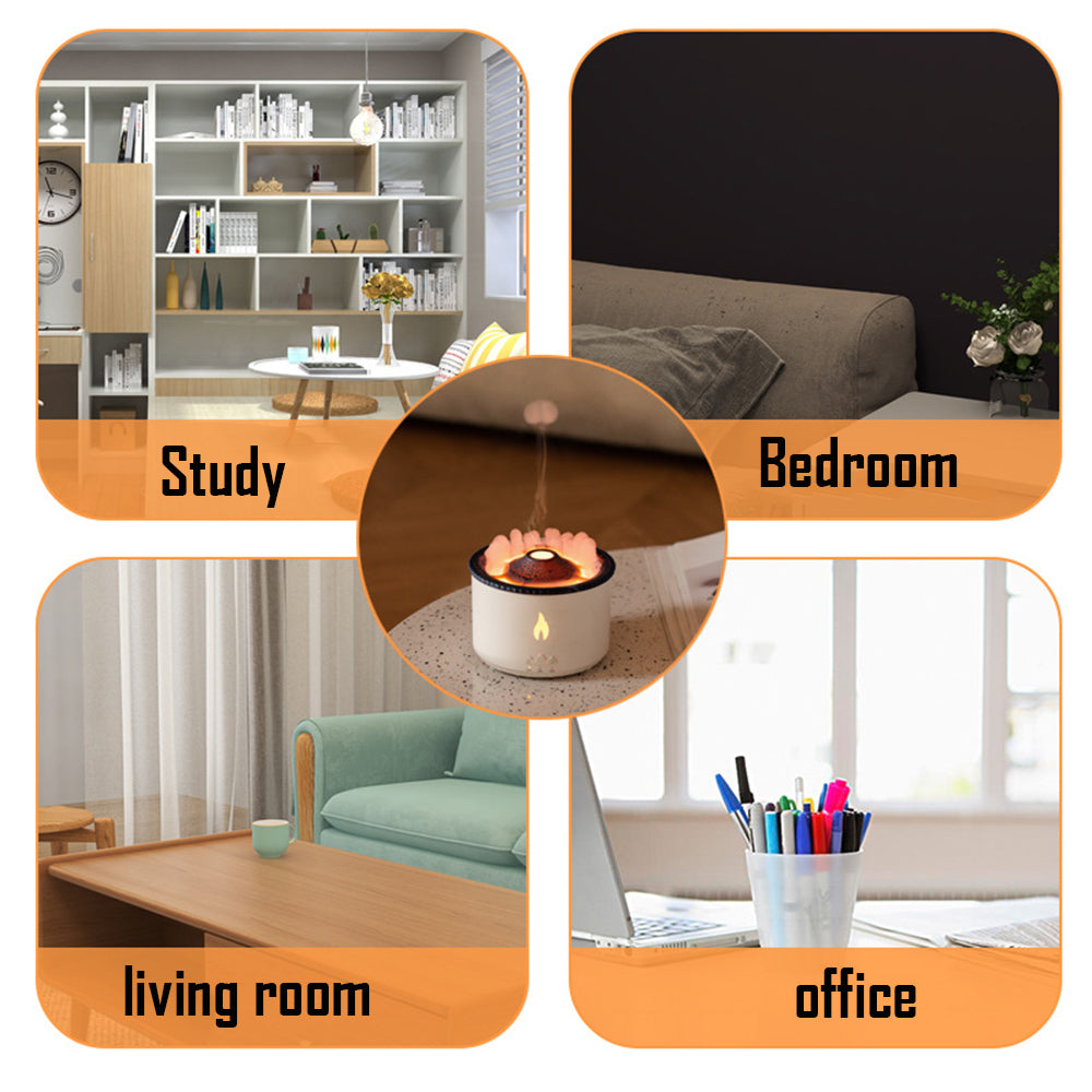 Ultrasonic Volcano Aroma Diffuser – Jellyfish Flame Essential Oil Humidifier for Home & Bedroom