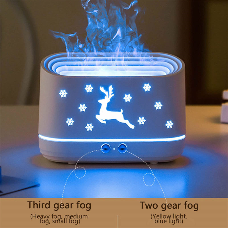 Elk Flame Humidifier Diffuser – Mute Atmosphere Lamp & Cool Mist Maker for Home Decor