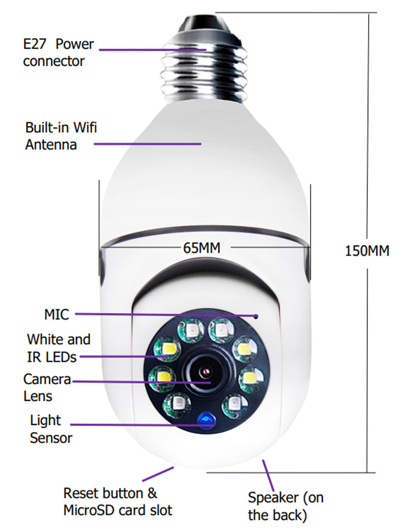 WiFi Bulb Camera 1080P HD – Home Security E27