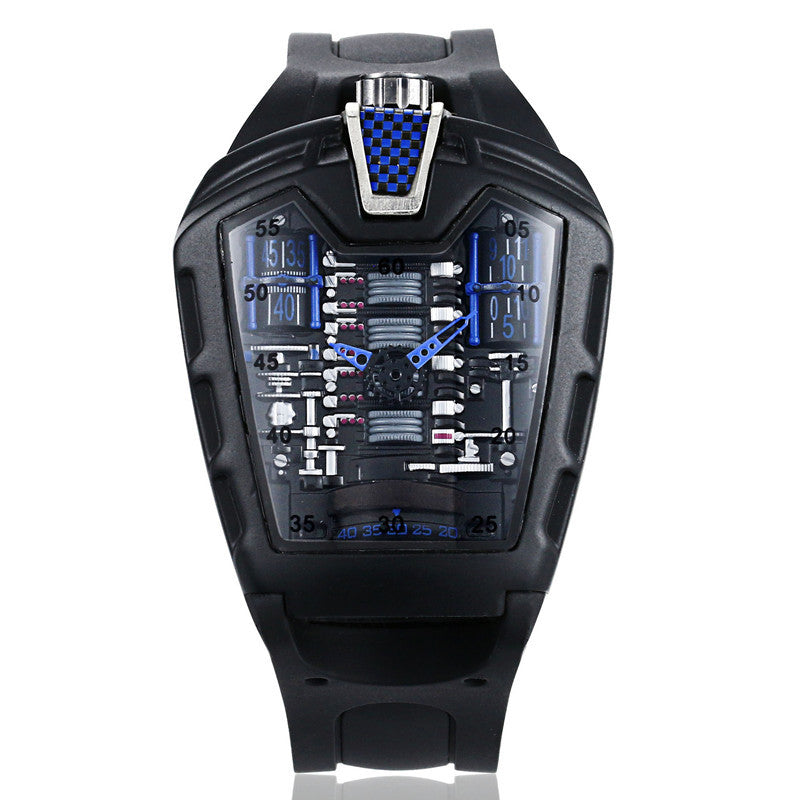 Luxury Sports Men's Quartz Watch – Transparent Case, Silicone Strap | 10 Bold Colors