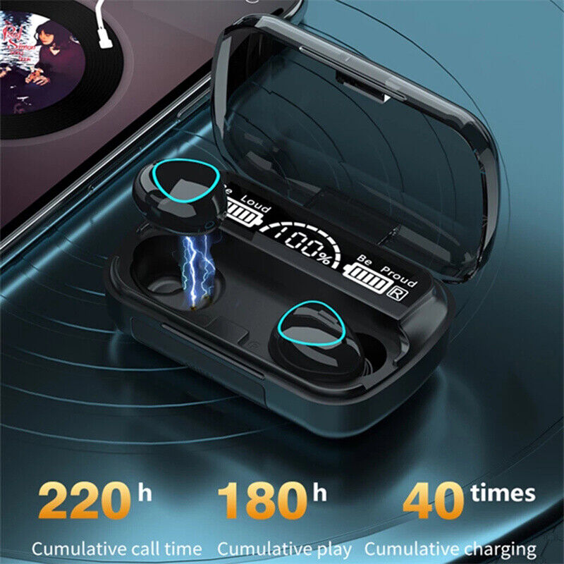 TWS Wireless 5.1 Sports Earphones – IPX7 Waterproof, Smart LED Display & Hi-Fi Stereo Sound