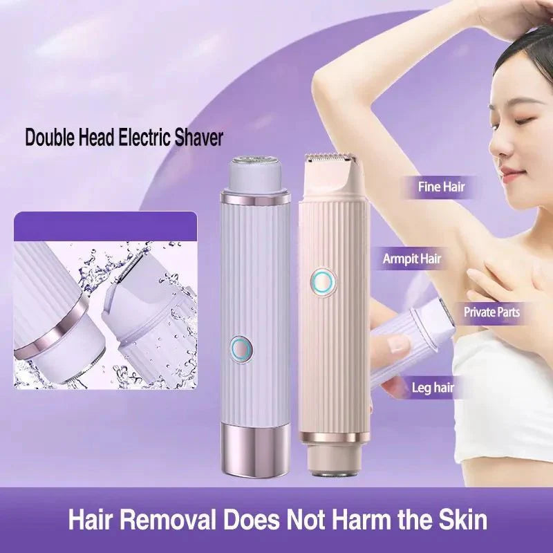Double Head Electric Shaver - Waterproof Hair Remover for Body, Underarms & Legs